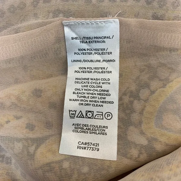 Ann Taylor Womens M Yellow Paisley Smocked Hem Wrap V-Neck Blouse Long Sleeve - Image 7