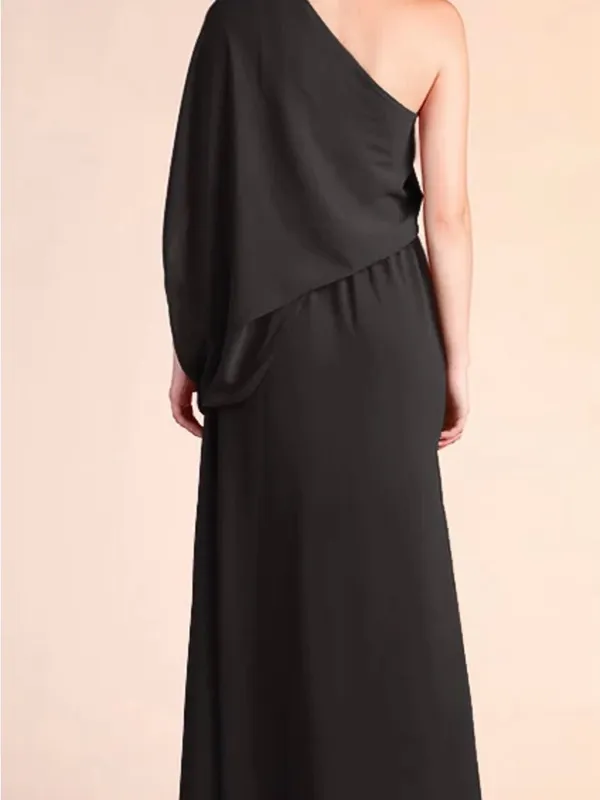 Tyche Black One-Shoulder Maxi Dress with Side Slit - Image 2