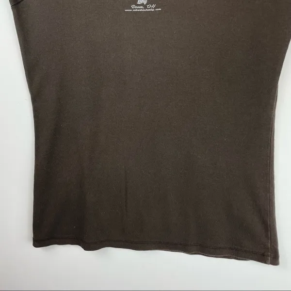 Vtg Y2K Harley Davidson Sleeveless Top Logo Graphic Brown Sz Large - Image 8