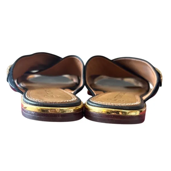 Tory‎ Burch Delaney 5mm Sandals Perfect Black Suede Leather 8 - Image 7