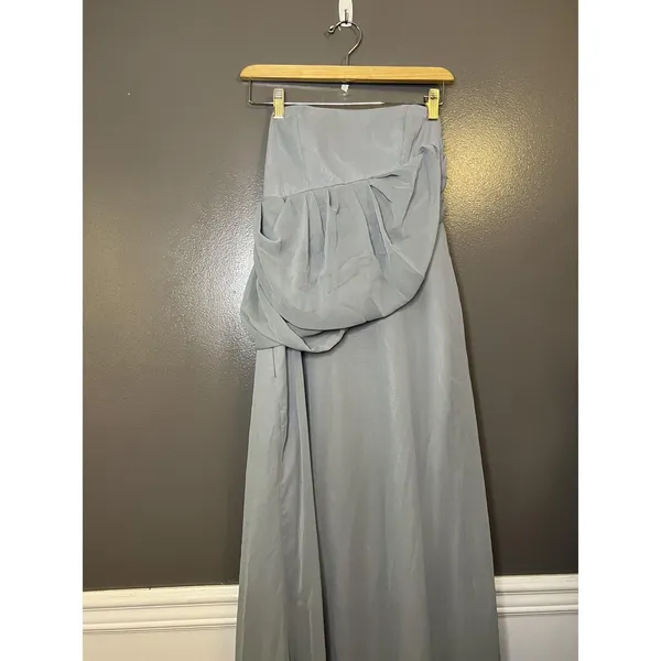 Jim Hjelm Occasions Dress Womens 8 Blue Chiffon Strapless Ruched Maxi Formal - Image 3