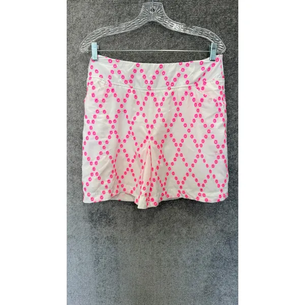 Lilly Pulitzer Skort Womens 8 Pink‎ White Luxletic Geometric Floral Embroidery - Image 2