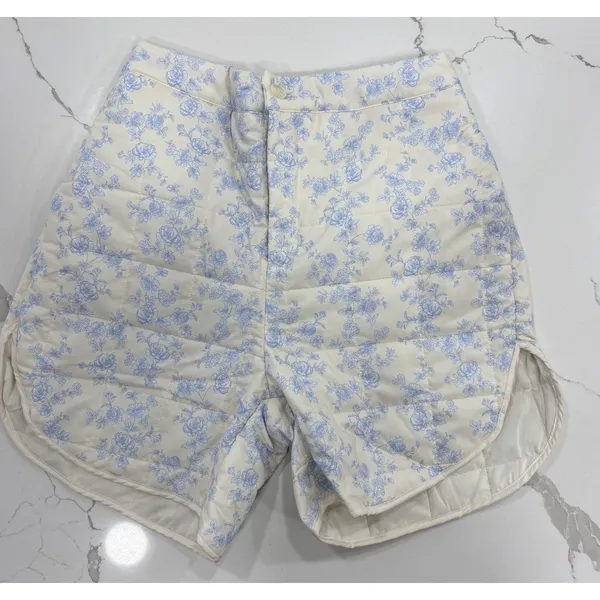 Yllw The Label Shorts Womens Size Medium Iris Quilted Shorts Blue Toile NEW - Image 2
