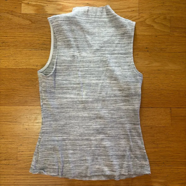 Anthropologie Eri + Ali Gray Tenley Preppy Ribbed Office Basics Mock Neck Top S - Image 6