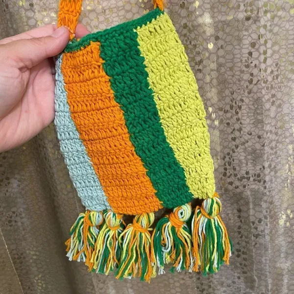 Urban Outfitters Tori Crocheted Mini Crossbody Bag Green Orange Yellow Blue - Image 4