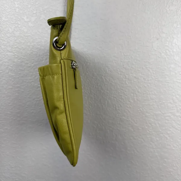 ili Small‎ Crossbody Bright Chartreuse Green Leather Zip Top Exterior Pockets - Image 3