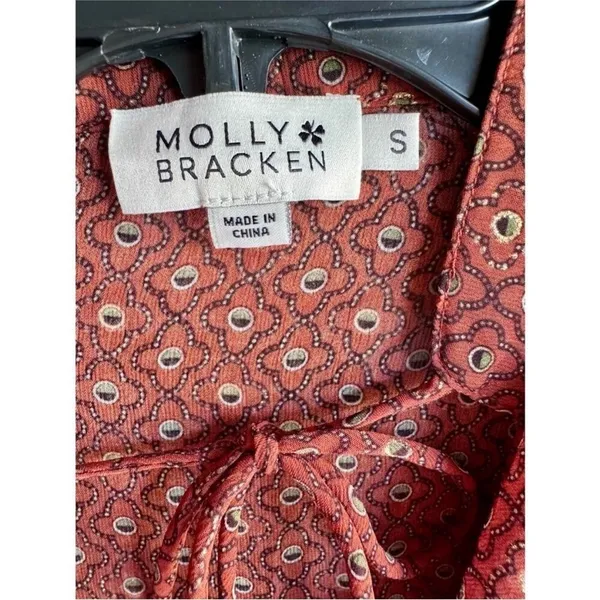 Molly Bracken western long sleeve sheer tie neck high neck ruffle blouse small - Image 8