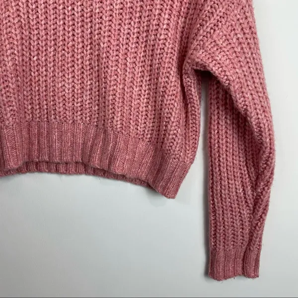 American Eagle Pink Chunky Knit Crop Sweater - Image 8