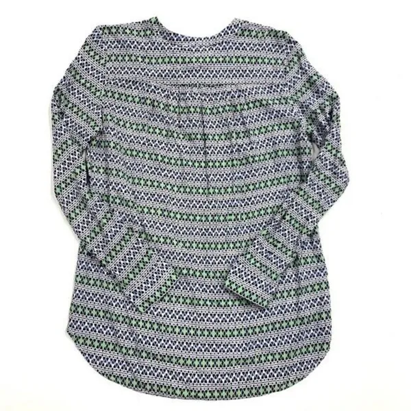 Ann Taylor LOFT Geometric Tunic Size‎ M | White with Green & Blue Pattern - Image 2