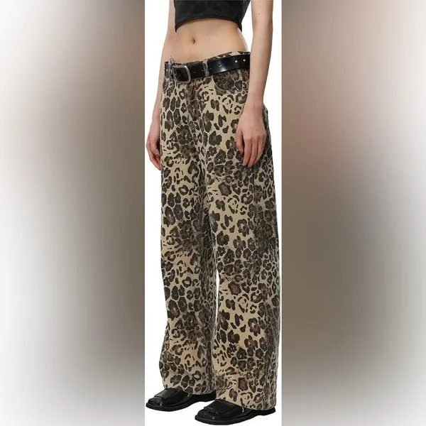 NWT Aelfric‎ Eden Wide Leg Leopard Print Jeans Size 34 - Image 12