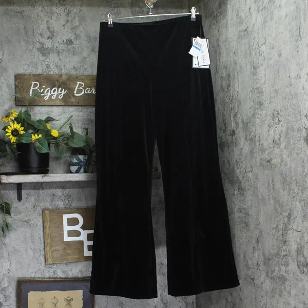 NWT Alex & Sophia Juniors Velvet Pull-On Front-Slit Pants 196Z630E Black XL - Image 4