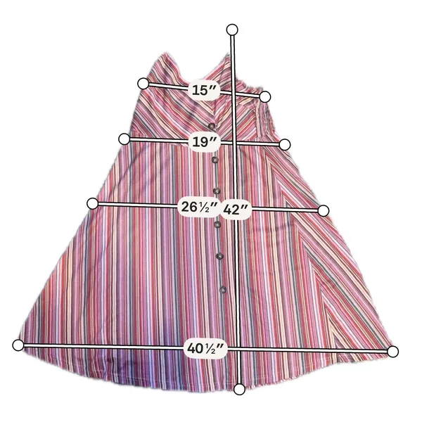 Oxiuli‎ Midi Sundress Women Size XL Multicolor Pink Striped Smocked Back Summer - Image 8