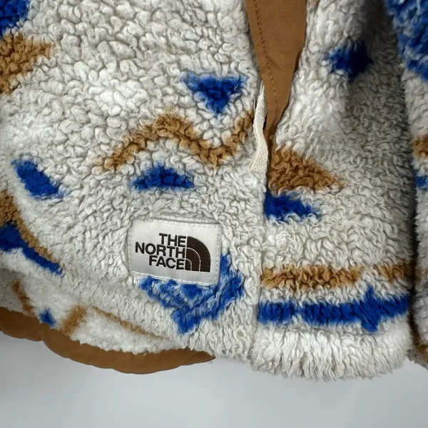 The North Face Hoodie Womens Aztec 1/4‎ Zip Sherpa Long Sleeve Elbow Patches XL - Image 5