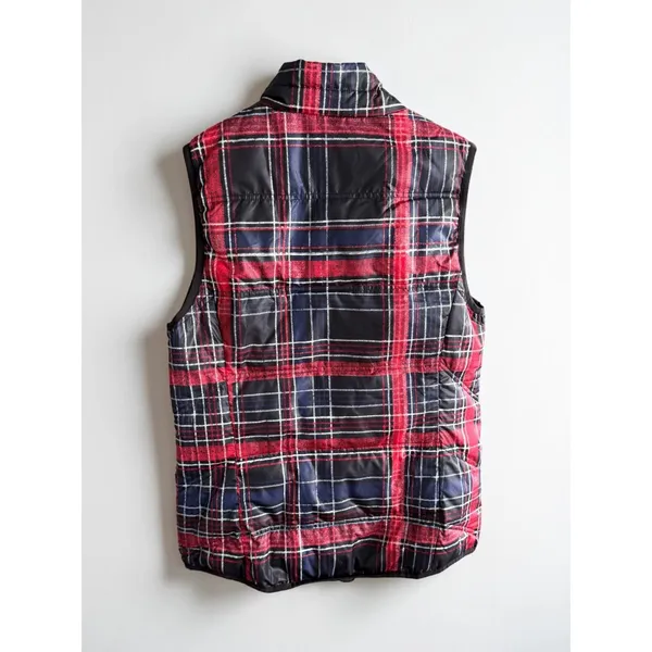 Tribal Womens Red Navy Blue Plaid Puffer Vest Quilted Full Zip Small NWT - Image 2