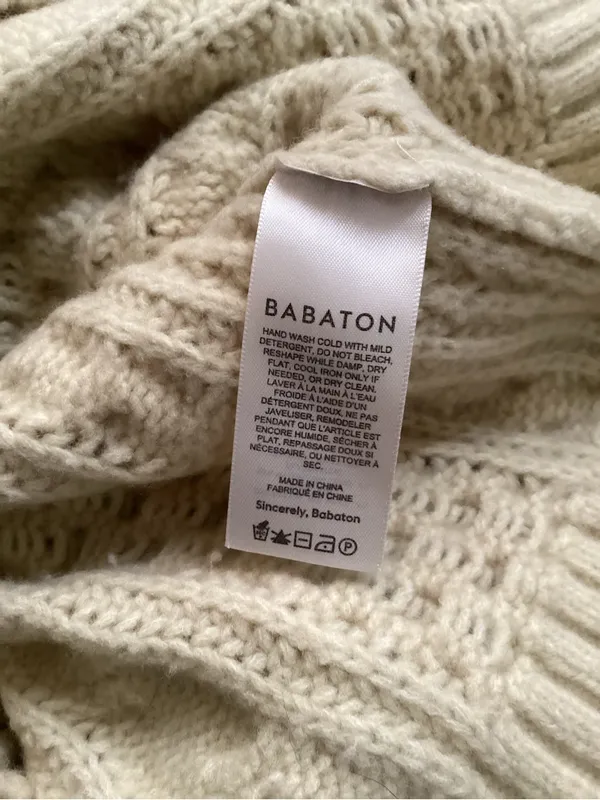 Aritzia Babaton cream cable-knit fisherman sweater - Image 4