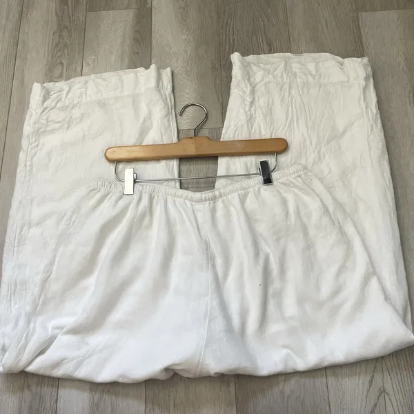 Abercrombie & Fitch Pants linen gemma wide leg crop womens White (large petite) - Image 5