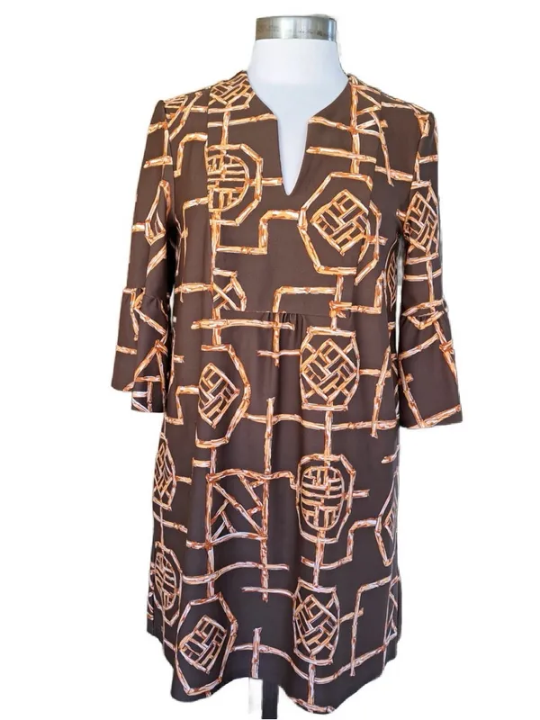 Jude Connally Kerry Bamboo Lattice Brown Jude Cloth Swing Dress Large - Image 2