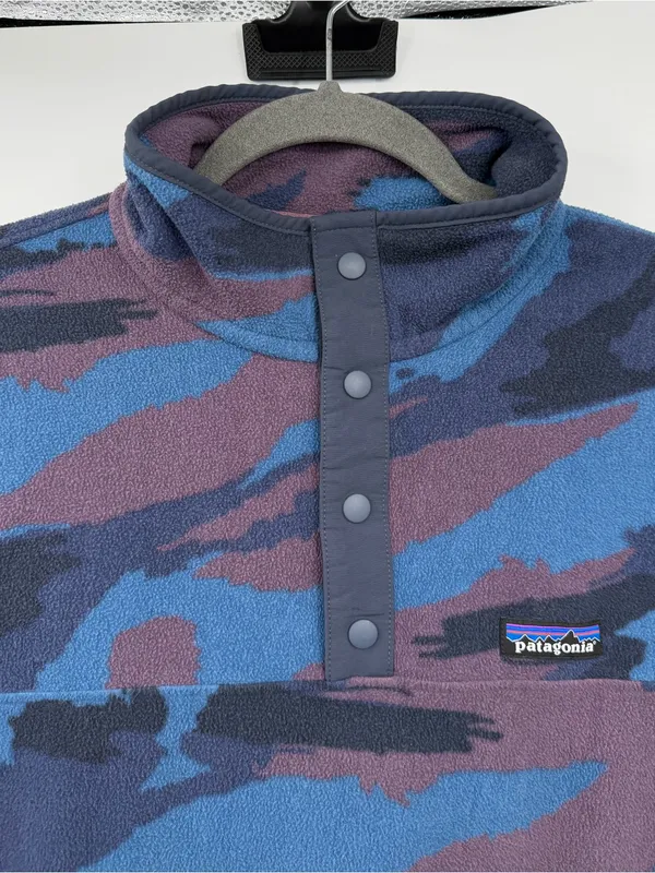 Patagonia Micro D Snap-T Fleece Women L Kansas Sky Dolomite Blue Camo - Image 4