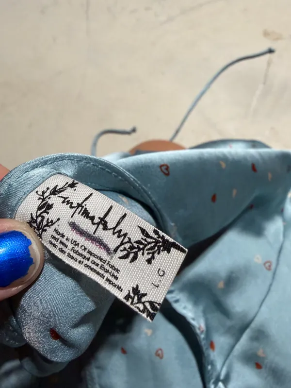 Free people intimately easy to love Light Blue Satin Slip midi Dress large - Image 9
