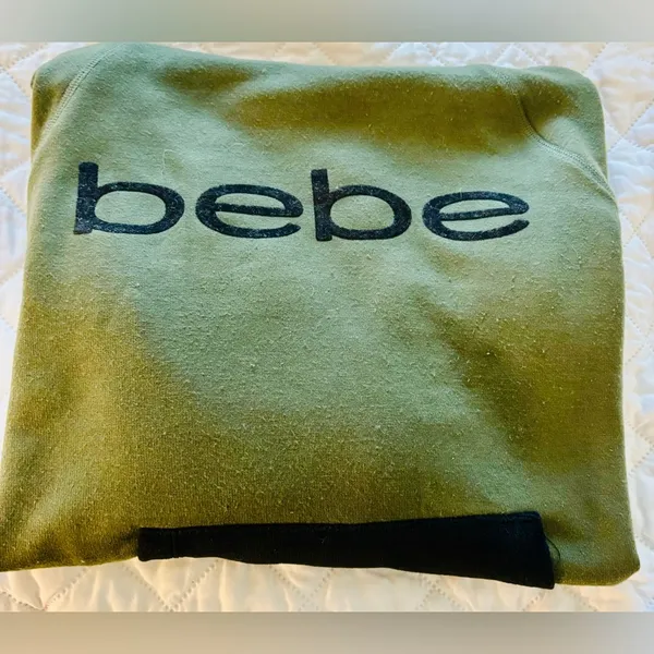Women’s Bebe olive green Black velvet Sweatshirt Hoodie - Image 8
