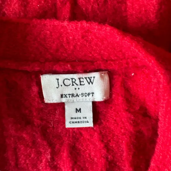 J. Crew - Red Extra Soft Preppy Cardigan Cable Knit Sweater Sz M - Image 7