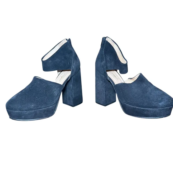 Free People Black Suede‎ Platform Block Heel Ankle Edgy Statement Size 38 (7) - Image 6