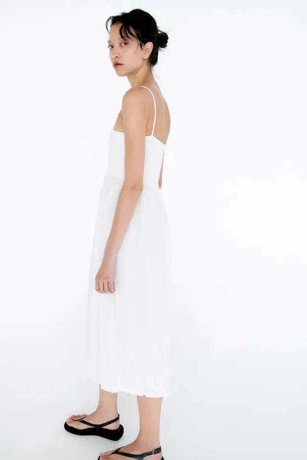 Zara NWT White Combination MIDI DRESS. Size Large. - Image 2