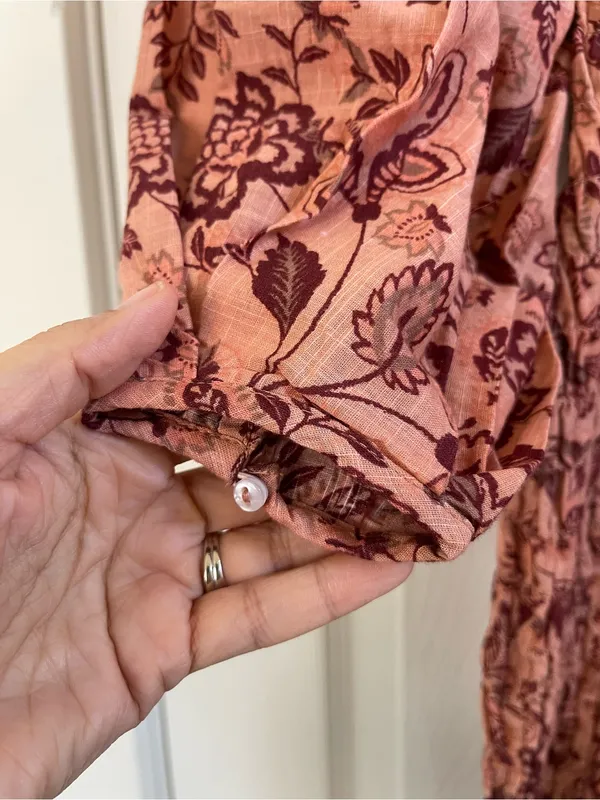 Women’s Free People Apricot Floral Smock It To Me Mini Dress Size M - Image 7