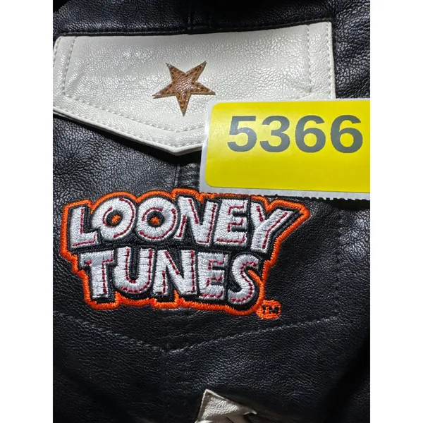 Unique Vintage‎ Looney Tunes Bugs Bunny Back Off Leather Jacket XL - Image 13