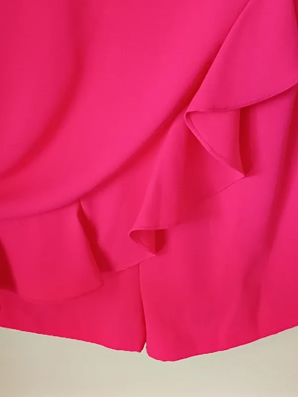 Amanda Uprichard Hot Pink Ruffle Romper Shorts Size Small - Image 3