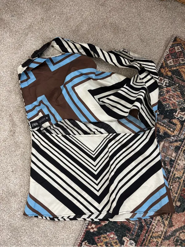 Zara Draped Halter Striped Cotton Top - Image 7
