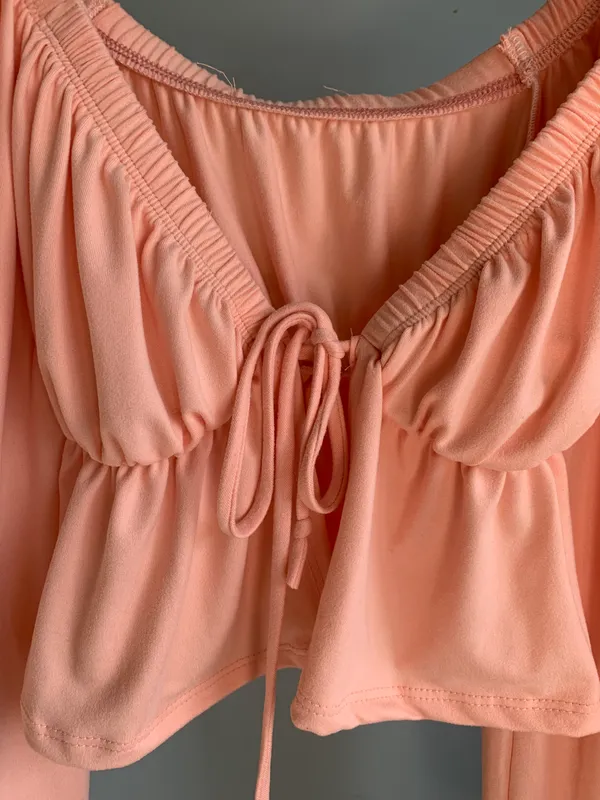 NWOT Cropped Tie Front Top - Image 3