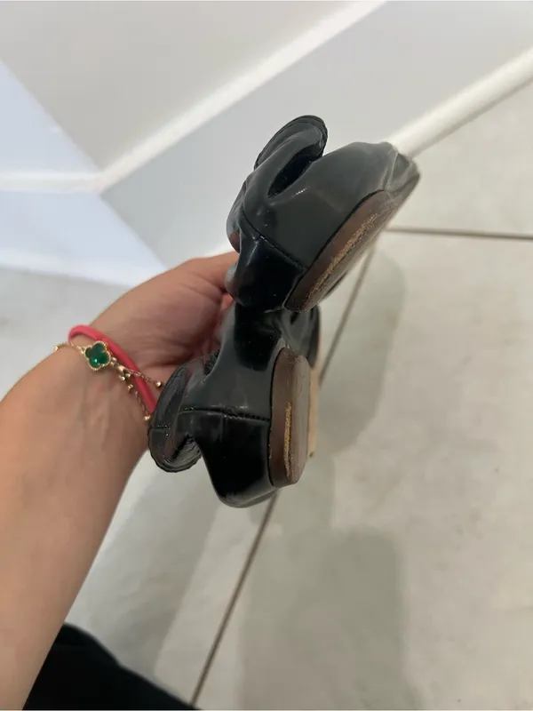 Lanvin Black Patent Leather Ruched Ballet Flats Size 38.5 EU - Image 7