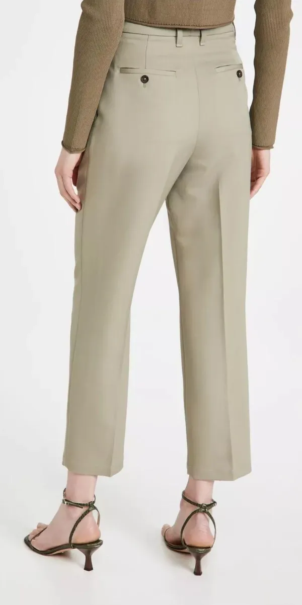 ANINE BING Mycah Trousers Pleated Pants Green Wool 32 - Image 2