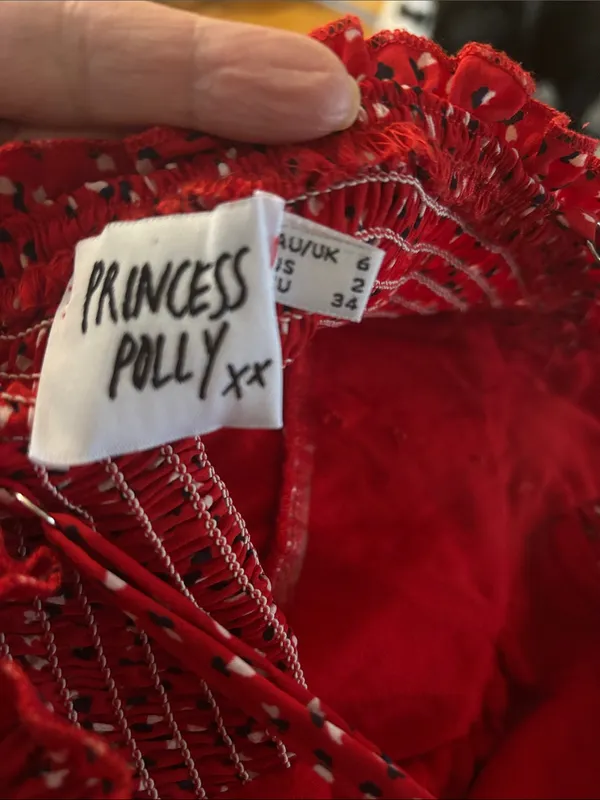 Princess Polly‎ Stacey Mini Dress Red Heart Print Ruffle Smocked Size 2 - Image 13