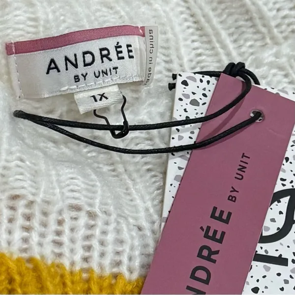 NEW Andree by Unit Striped Cozy Spring Knit Sweater‎ Artsy Garden Size 1X - Image 7