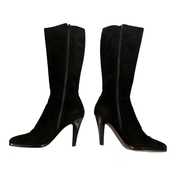 Cole Haan Nancy Nike Air Tall Black Suede Riding Boots with Tassel, size 8.5 - Image 6