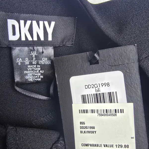 DKNY NWT -1233 Black Ivory Colorblock Sheath Dress 3/4‎ Bell Sleeve Size 8 - Image 5
