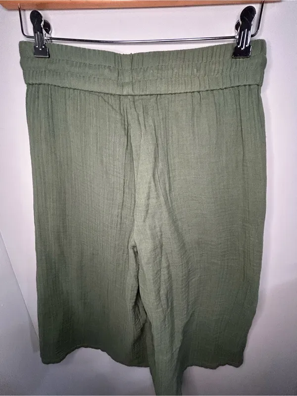 Eileen Fisher Nori Drawstring Wide Leg Cropped Culottes Organic Cotton Gauze - Image 15