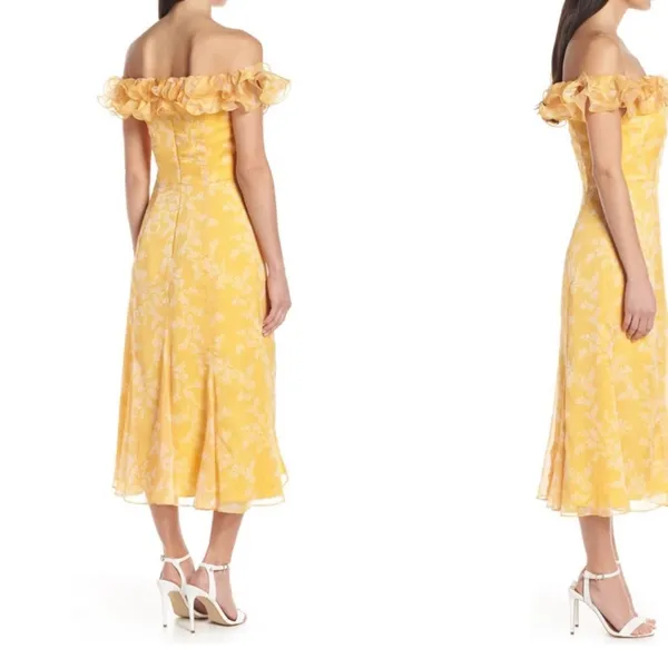 Keepsake Embrace Ruffle Off Shoulder Midi‎ Dress Small - Image 5