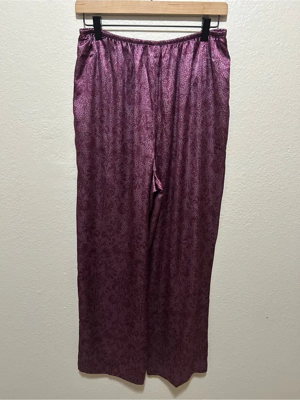 Victoria’s Secret Satin Pajama Set Purple Leopard Print Lace Trim Size Medium - Image 6