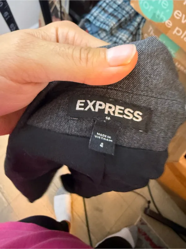 Express Charcoal Gray Single Button Stretch Blazer - Image 3
