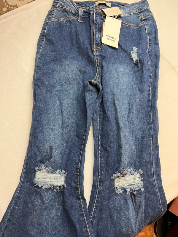 Super Flare Distressed Denim Jeans - Image 3
