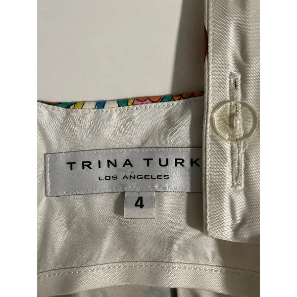Trina Turk Retro Mod Ocean Botanical Print Fit Flare Dress Multicolor Size 4 - Image 5