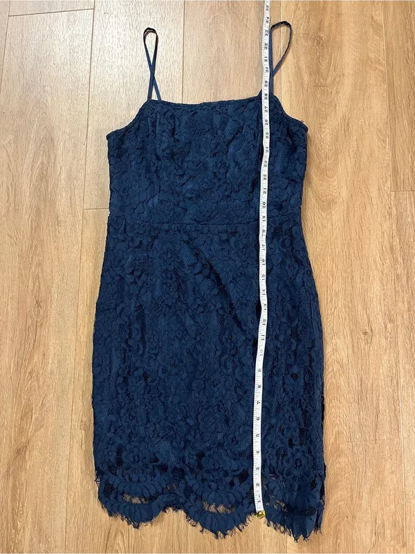 LULUS Romantic Fate Navy Blue Lace Bodycon Mini Dress - Image 8