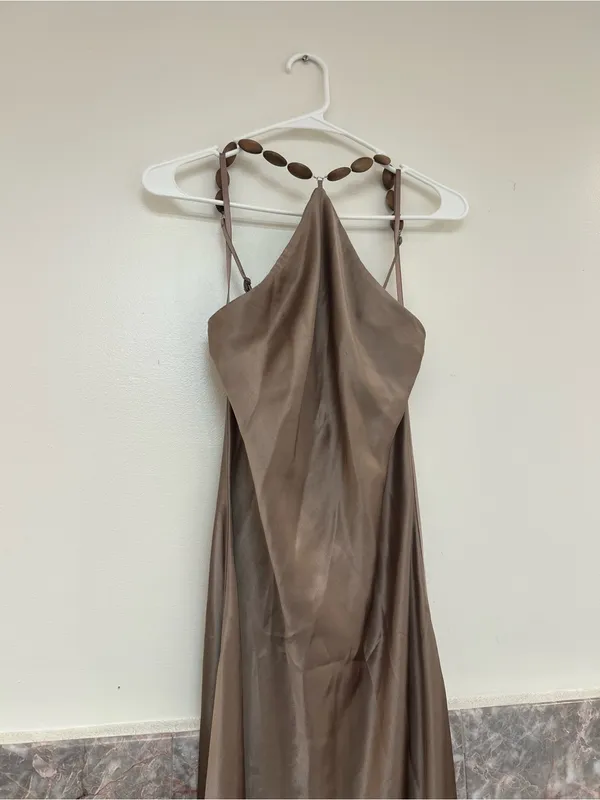 Staud Cadence Beaded Satin Maxi Dress Size 4 - Image 3