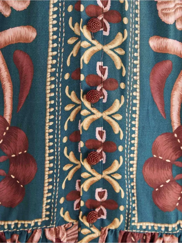 Farm Rio‎ Seashell Tapestry Teal Mini Dress NWT XXS Boho - Image 5