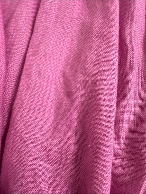 Olivaceous Pink Puff Sleeve Babydoll Linen Dress - Image 7