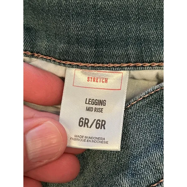Express Legging Mid Rise Jeans Womens 6R Medium Wash Blue Jegging Stretch Denim - Image 9