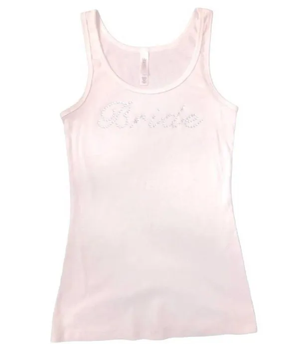 Bride Embellished Silver Rhinestone Tank Top Size M - Image 5